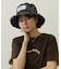 FLORAL PATTERN DENIM FRINGE BUCKET HAT
