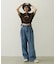 FLORAL PATTERN DENIM FRINGE BUCKET HAT