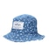 FLORAL PATTERN DENIM FRINGE BUCKET HAT