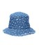 FLORAL PATTERN DENIM FRINGE BUCKET HAT