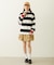 CONTRAST RIB STRIPED HOODED TOP