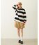 CONTRAST RIB STRIPED HOODED TOP