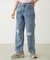 DOUBLE KNEE DISTRESSED DENIM PANTS