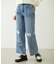 DOUBLE KNEE DISTRESSED DENIM PANTS