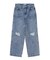 DOUBLE KNEE DISTRESSED DENIM PANTS