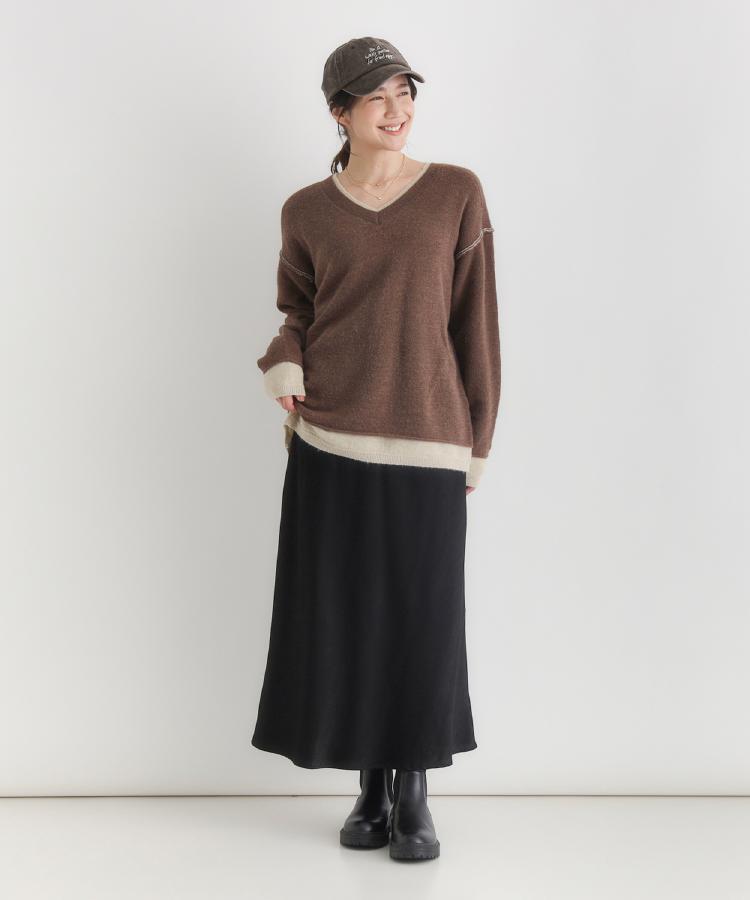 HONEYSUCKLE ROSE(ハニーサックルローズ)【レディース】フェイクレイヤードＶネックセーター
