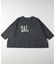 《店舗人気アイテム/体型カバー》ロゴ切替7分袖Tシャツ
