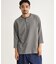 ワッフル7分袖ヘンリーネックTシャツ