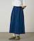 STRETCH DENIM LONG FLARE SKIRT