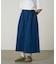 STRETCH DENIM LONG FLARE SKIRT