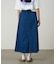 STRETCH DENIM LONG FLARE SKIRT