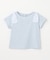 【綿100%】肩リボン×ラインストーンロゴ 半袖Tシャツ