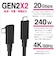 YOUZIPPER　USB-C ⇔ USB-Cケーブル [映像 /充電 /転送 /1.0m /4K /PD240W /USB3.2 Gen2x2] ブラック GEN2X21L
