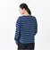 124K3021200　W border long sleeve T-shirt　BLUE　682614-0002