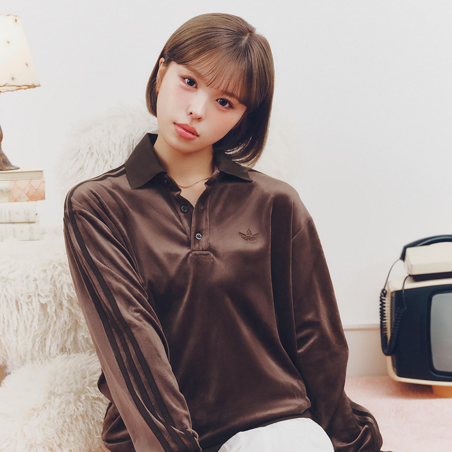 LC5961　U VELOUR LS POLO　*DARKBROWN　716482-0001