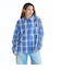Roxy LOOK UP ウィメンズ オープンチェックシャツ 長袖 ドロップショルダー <2025FW HEART WAVE>