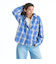 Roxy LOOK UP ウィメンズ オープンチェックシャツ 長袖 ドロップショルダー <2025FW HEART WAVE>