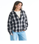 Roxy LOOK UP ウィメンズ オープンチェックシャツ 長袖 ドロップショルダー <2025FW HEART WAVE>
