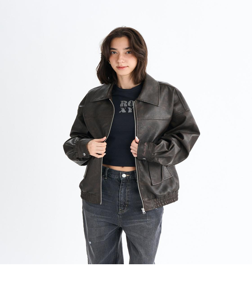 Roxy MY BEST ウィメンズ エコレザージャケット オーバーサイズ