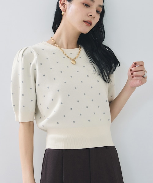 チャッピー未使用品　Y,s ドルマリンフードトップス ドットジャガードニット｜ビスの通販｜&mall（アンドモール