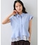 裾レース切替 襟付きフレンチスリーブブラウス/接触冷感・イージーケア