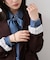リボン付きライトオンスデニムシャツ
