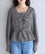 チェック 柄 ノット リボン ペプラム ブラウス