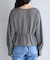 チェック 柄 ノット リボン ペプラム ブラウス