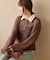 【WEB限定】透かしモヘアレイヤード襟配色ニット