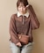 【WEB限定】透かしモヘアレイヤード襟配色ニット
