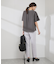 【WEB限定サイズ】配色ボウタイ風ハーフスリーブブラウス/通勤対応