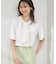 【WEB限定サイズ】配色ボウタイ風ハーフスリーブブラウス/通勤対応