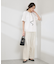 【WEB限定サイズ】配色ボウタイ風ハーフスリーブブラウス/通勤対応