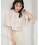 【WEB限定サイズ】配色ボウタイ風ハーフスリーブブラウス/通勤対応