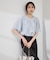 【WEB限定サイズ】配色ボウタイ風ハーフスリーブブラウス/通勤対応