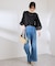 【WEB限定カラー:ネイビー、ピンク】袖シアーカットトップス