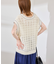 配色ステッチ透かし編みニットベスト