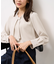 【WEB限定カラー・サイズ】メタルパーツフロントフリルタイブラウス/通勤対応