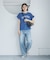 袖フリルカレッジロゴTシャツ