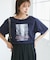 オフショルプリントハーフスリーブTシャツ