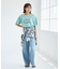 オフショルプリントハーフスリーブTシャツ