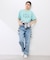 オフショルプリントハーフスリーブTシャツ