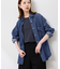 シャンブレーデニム調シャツ
