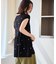 シャーベットニット 刺繍シアーペプラムニット/UVケア・接触冷感