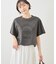 カレッジロゴプリントフレアスリーブピグメントTシャツ/リンクコーデ