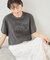 カレッジロゴプリントフレアスリーブピグメントTシャツ/リンクコーデ