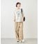 カレッジロゴプリントフレアスリーブピグメントTシャツ/リンクコーデ