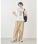 カレッジロゴプリントフレアスリーブピグメントTシャツ/リンクコーデ