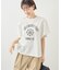 カレッジロゴプリントフレアスリーブピグメントTシャツ/リンクコーデ