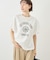 カレッジロゴプリントフレアスリーブピグメントTシャツ/リンクコーデ